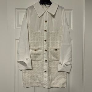 NWT Shein cuffed sleeve single breasted tweed dress
